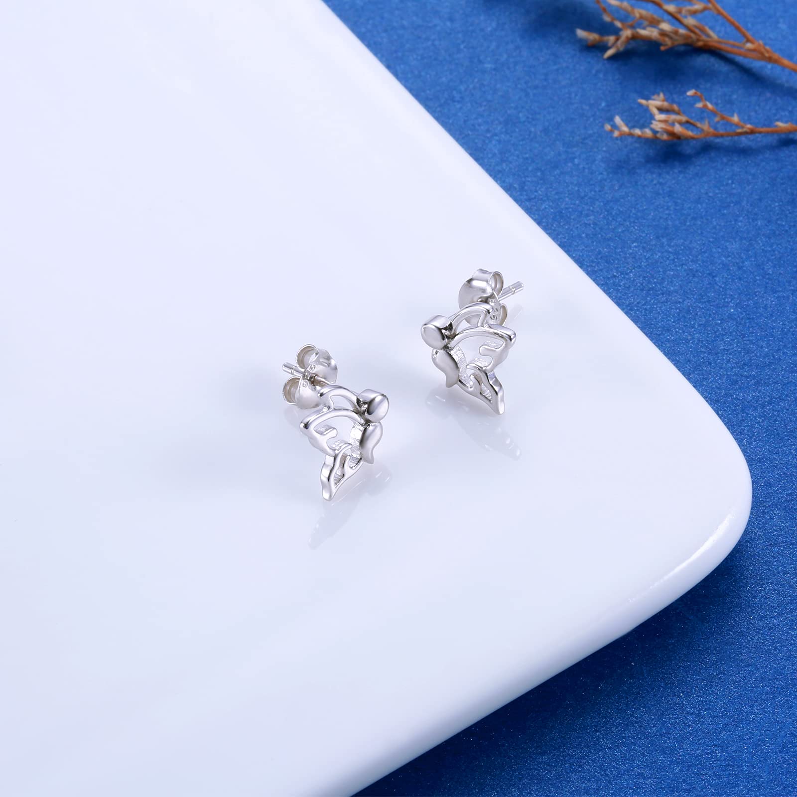 Semicolon Butterfly Earrings Sterling Silver - My Story Isn't Over Yet Struggle Depression Inspiring Jewelry Gift for Women