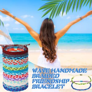 Hicarer 30 Pieces Friendship Bracelets Wave Handmade Woven Braided Bracelet Waterproof Rope Bracelet Surfer Adjustable Bohemian Wrist Cord for Women Men Jewelry Party Accessories (Classic Style)