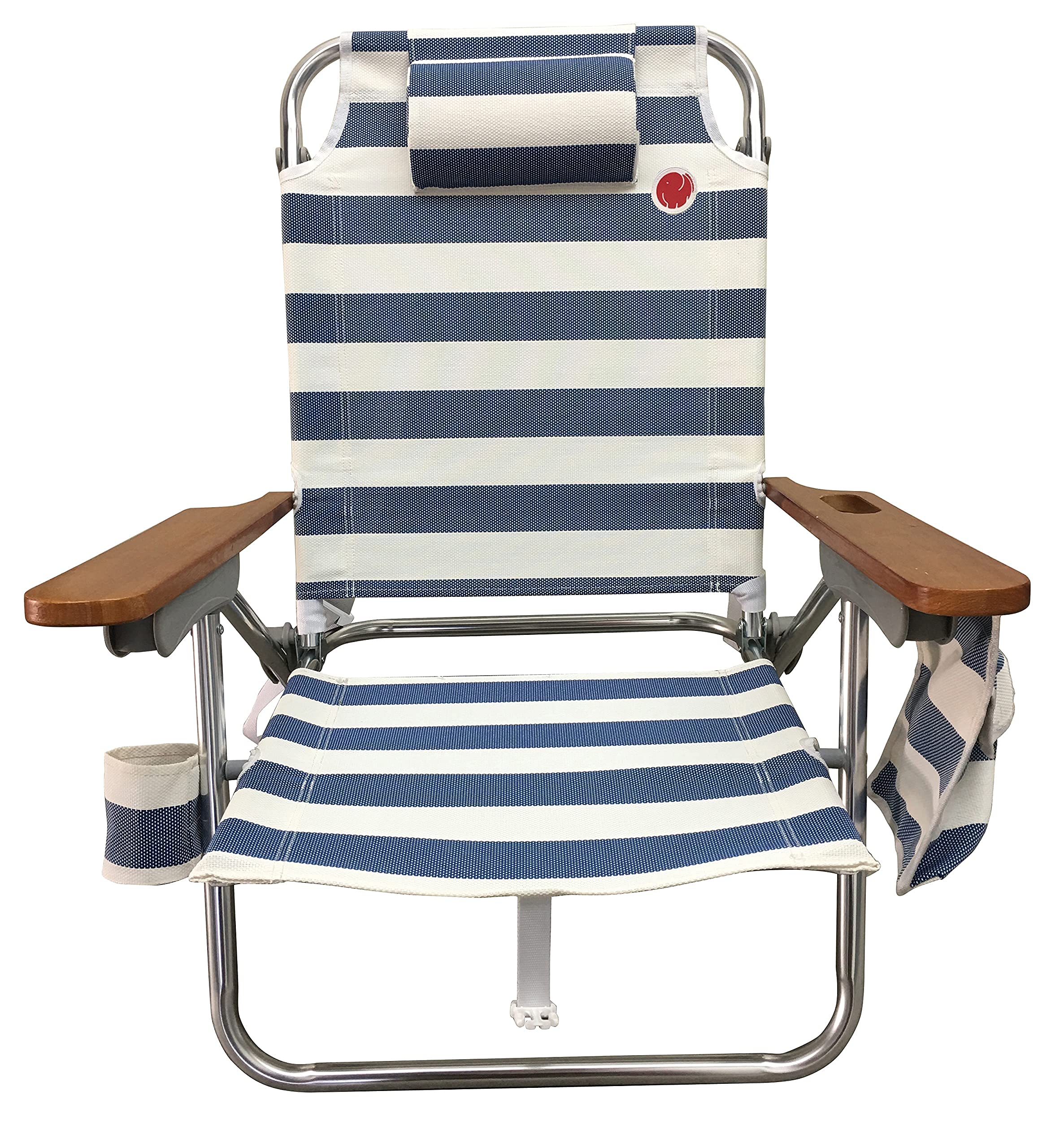 OmniCore Designs Multi-Position Wood Arm Beach Chair (2-pk) | Headrest, Media Organizer Pocket, Cup Holder, textilene Fabric, Dual Backpack Carry Straps | Outdoor Patio and Camping Chair