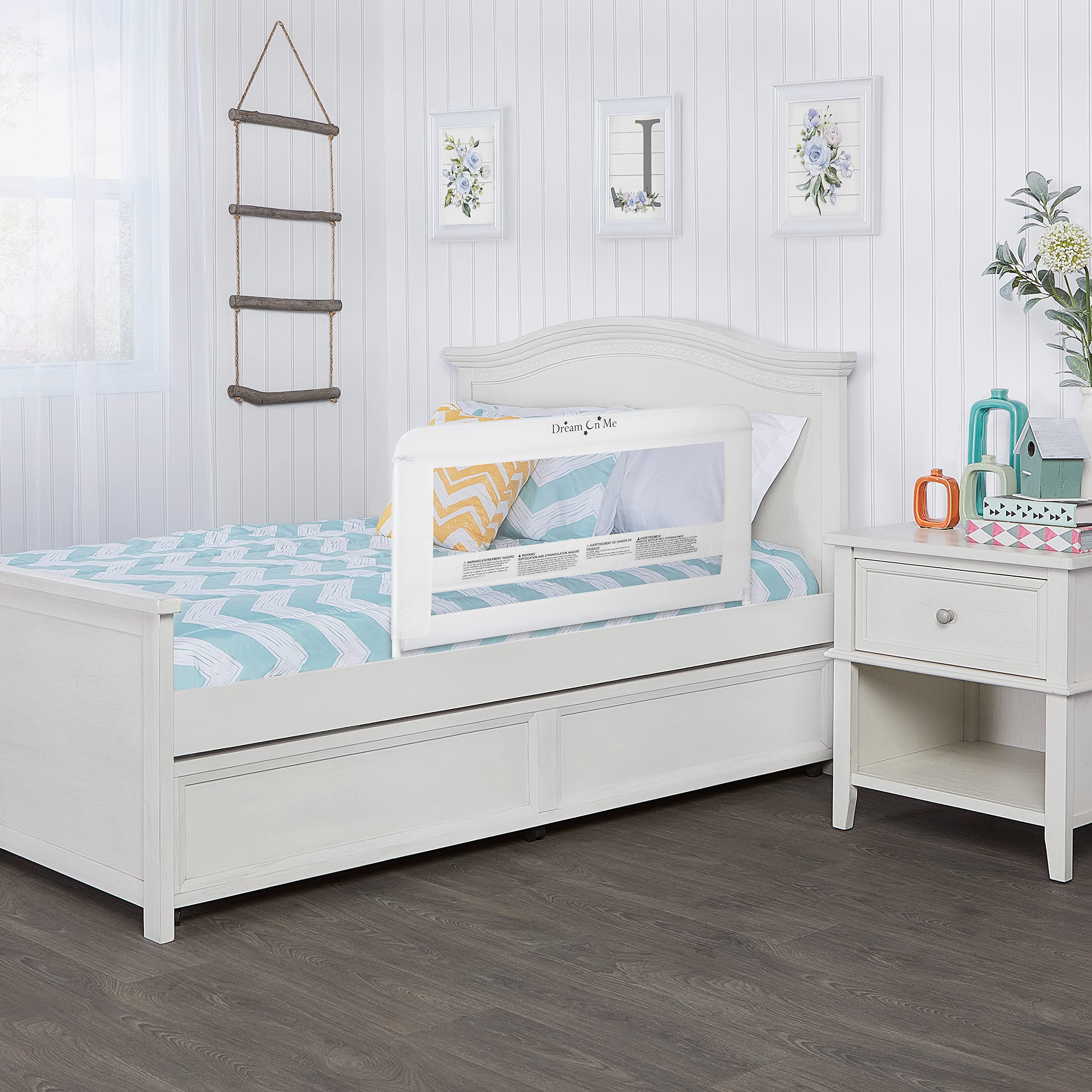 Dream On Me Lilibet Mesh Safety Bed Rail in White for Twin, Full and Queen Size Bed, Bed Rail for Toddler