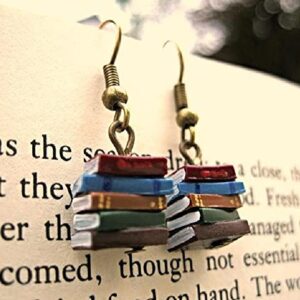 Classic Stack of Books Drop Dangle Earrings Librarian Teacher Easy Hook Clay Creative Novel Teach Graduation Jewelry for Women Earings