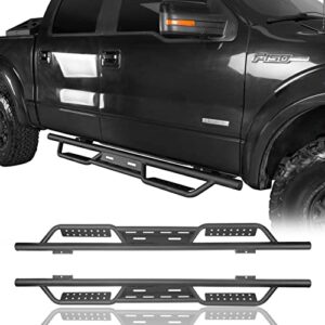 v8 god f150 side step running board nerf rails rock slider bar texture steel compatible with ford f-150 2009-2014 supercrew