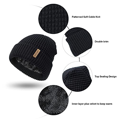 LAPI.ZAPI Winter Hat for Men Fleece Lined Skull Cap Cuff Beanie Outdoor Women Sports Cap