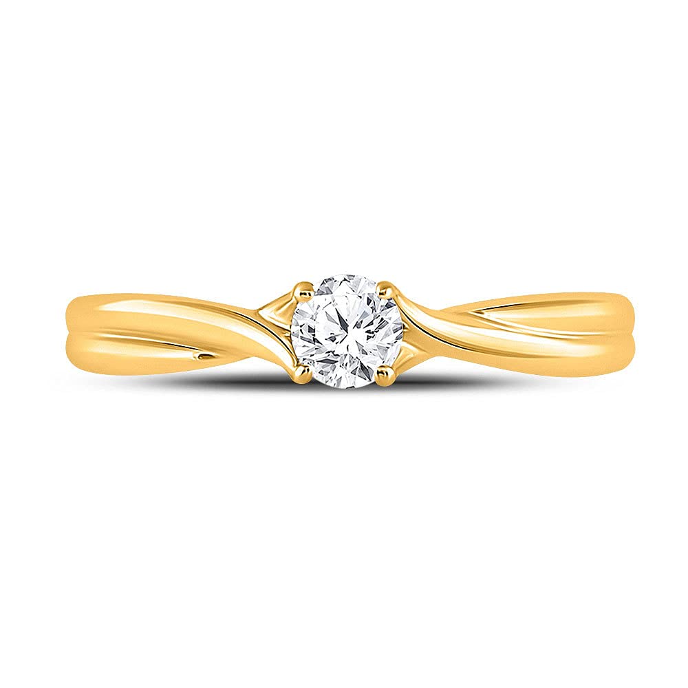 The Diamond Deal 14kt Yellow Gold Womens Round Diamond Solitaire Bridal Wedding Engagement Ring 1/4 Cttw