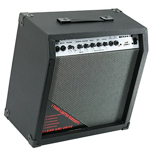 EMB GA100 500W 10" Electric Guitar Amplifier Speaker Portable Powerful Studio and Stage Cabinet PreAMP – with Built in Headphone Jack and 2 Inputs and SD USB AUX Bluetooth (Black)