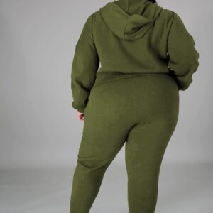 Tycorwd Women's Plus Size Two Piece Outfits Sweatsuits Sets Long Sleeve Loungewear Tracksuit Sets Dark green-3XL