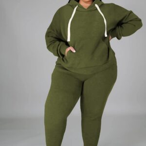 Tycorwd Women's Plus Size Two Piece Outfits Sweatsuits Sets Long Sleeve Loungewear Tracksuit Sets Dark green-3XL