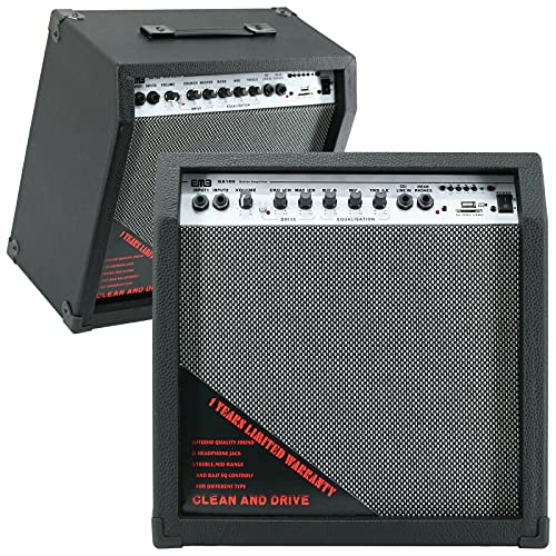 EMB GA100 500W 10" Electric Guitar Amplifier Speaker Portable Powerful Studio and Stage Cabinet PreAMP – with Built in Headphone Jack and 2 Inputs and SD USB AUX Bluetooth (Black)