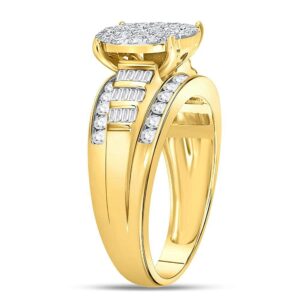 The Diamond Deal 10kt Yellow Gold Round Diamond Oval Bridal Wedding Engagement Ring 1 Cttw