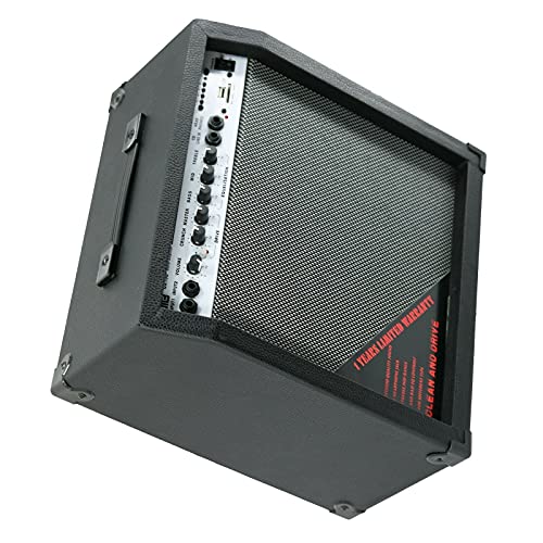 EMB GA100 500W 10" Electric Guitar Amplifier Speaker Portable Powerful Studio and Stage Cabinet PreAMP – with Built in Headphone Jack and 2 Inputs and SD USB AUX Bluetooth (Black)