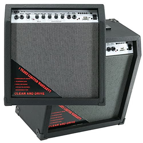 EMB GA100 500W 10" Electric Guitar Amplifier Speaker Portable Powerful Studio and Stage Cabinet PreAMP – with Built in Headphone Jack and 2 Inputs and SD USB AUX Bluetooth (Black)