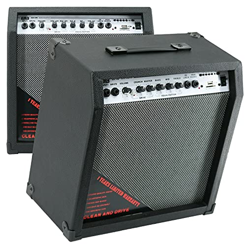 EMB GA100 500W 10" Electric Guitar Amplifier Speaker Portable Powerful Studio and Stage Cabinet PreAMP – with Built in Headphone Jack and 2 Inputs and SD USB AUX Bluetooth (Black)