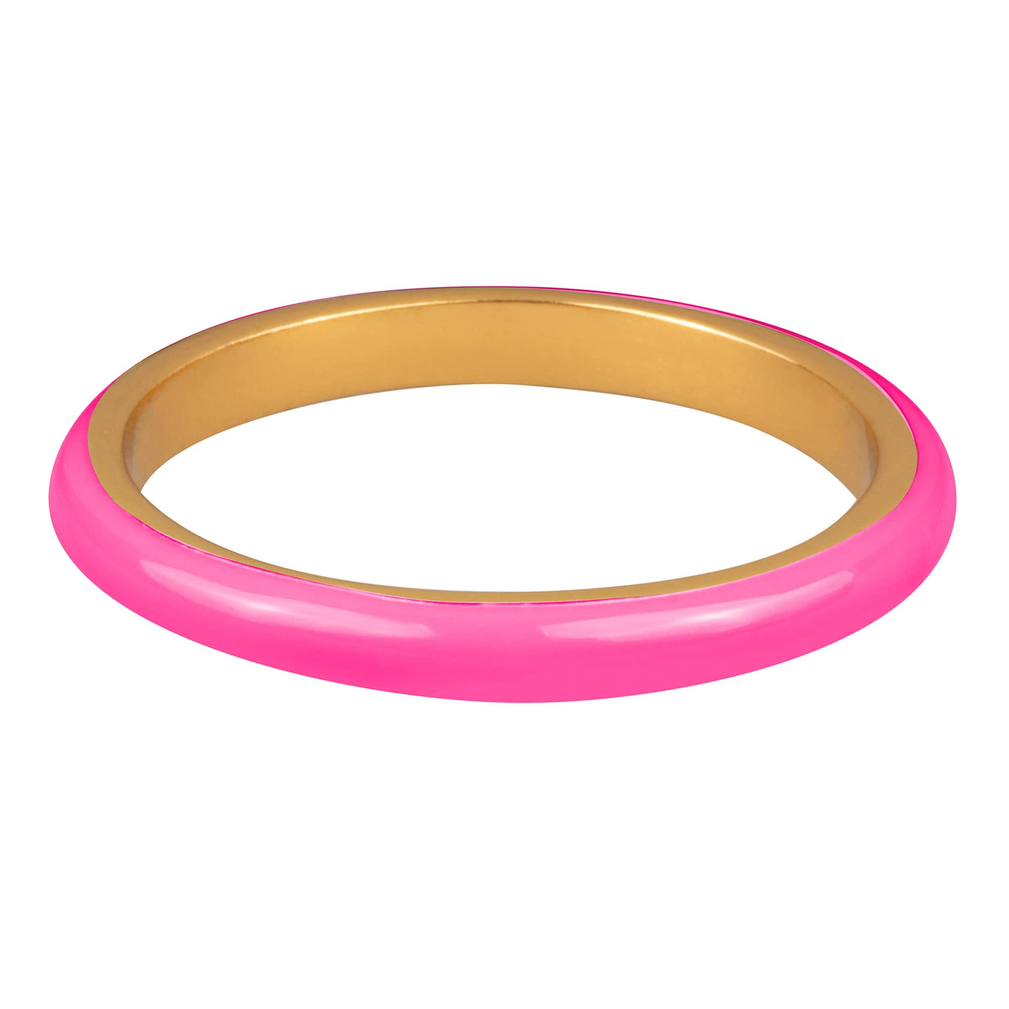 JULIETTE COLLECTION Gold Plated Neon Pink Enamel Stackable Fashion Ring for Women - Size 8