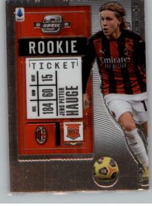 2020-21 panini chronicles contenders optic rookie ticket serie a #5 jens petter hauge ac milan official soccer/futbol trading card in raw (nm or better) condition