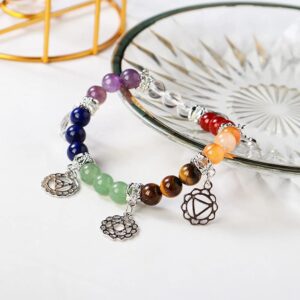 AITELEI 7 Chakra Healing Bracelets with Real Stones Gemstone Healing Chakra Bracelet Yoga Meditation Bracelets for Protection, Energy Healing