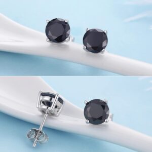 Black Stud Earrings Black Cubic Zirconia Earrings Fake Black Diamond Earrings Women Black Earrings Studs 6mm Black CZ Earrings Black Stone Earrings for Women Silver Black CZ Stud Earrings for Women