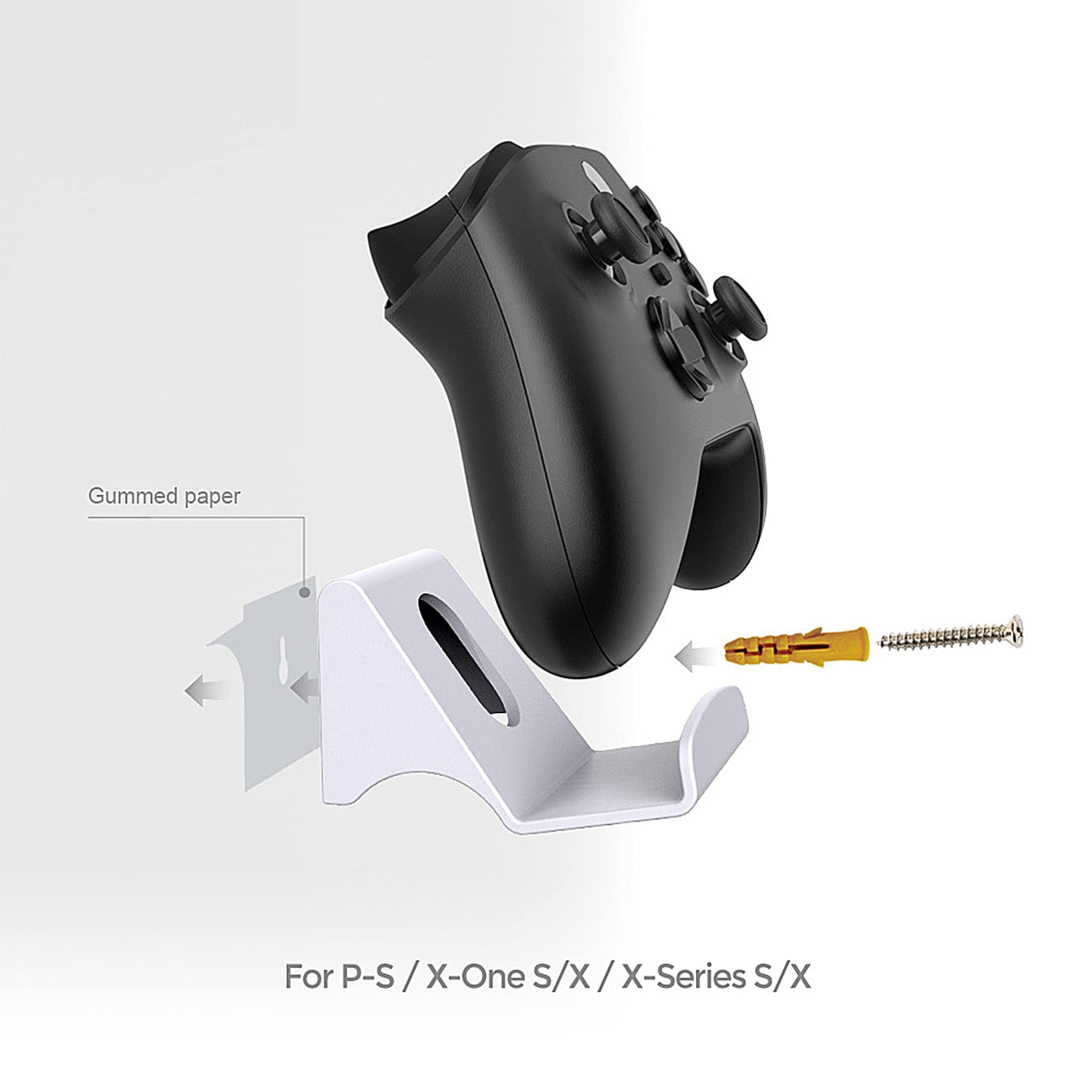 ECHZOVE PS5 Game Storage Wall Mount and Controller Holders, Wall Mounted Game Storage PS5 - White