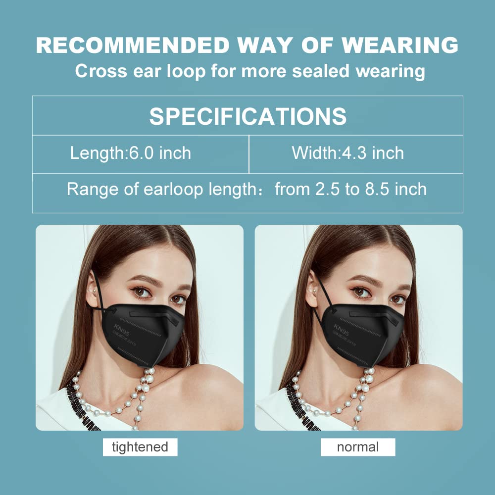 YOTU Kn95 Face Mask Black,5-ply Cup Dust Mask,Breathable & Comfortable,Filter Efficiency ≥95% (Black-30pcs)