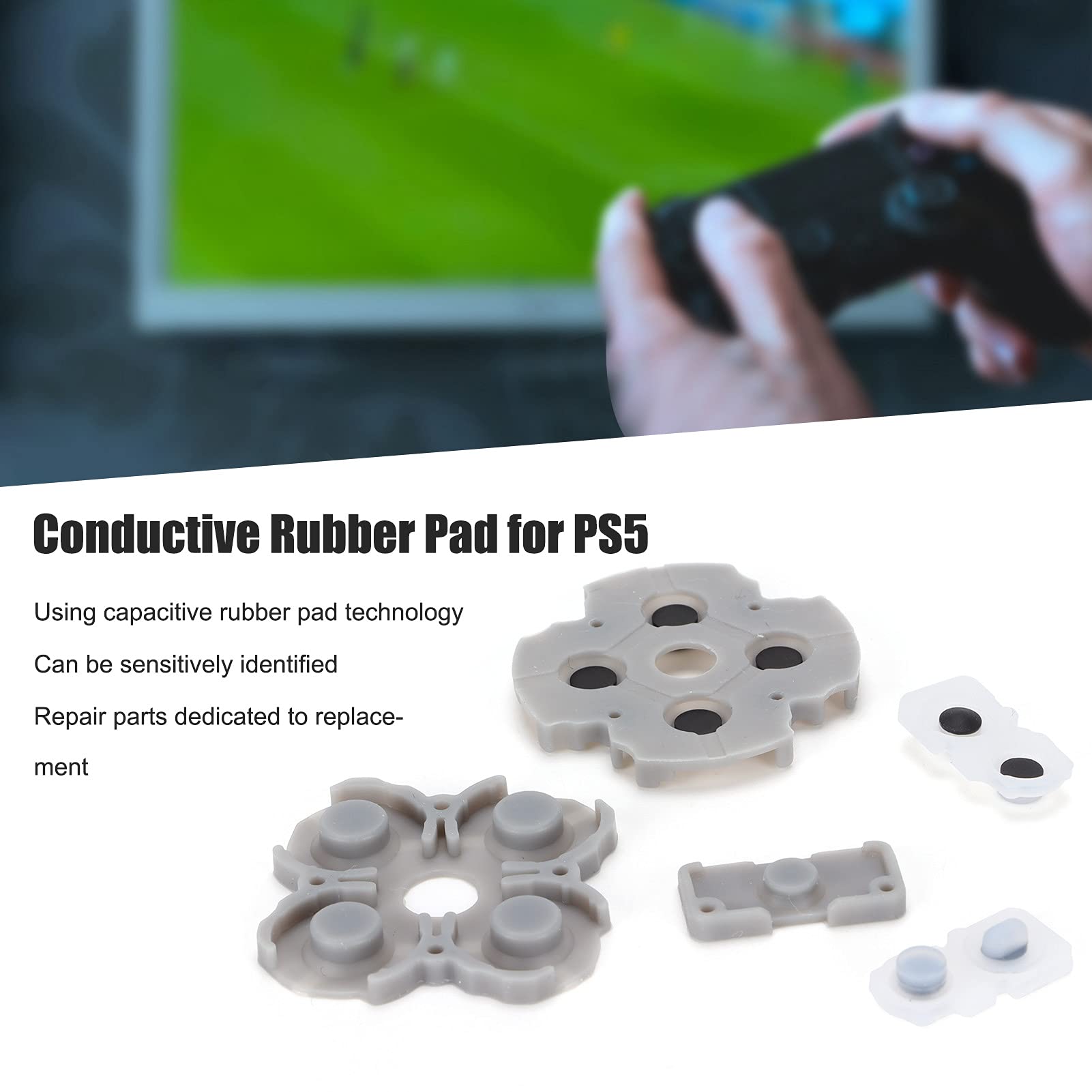 menfad Replacement Triggers Button Kit, Controller Silicone Conductive Rubber Pads Handle Buttons, Repair Replacement Part, for PS5, Wear‑Resistant, Not Easy to Damage, Easy to Store and Carry