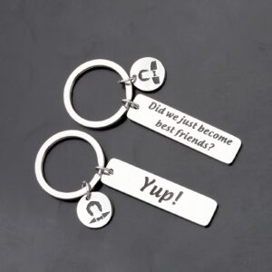 FAADBUK Stepbrothers Inspired Gift Best Friends Keychain Set BFF Gift Did we just become best friends? Yup! (best friends? Yup!)