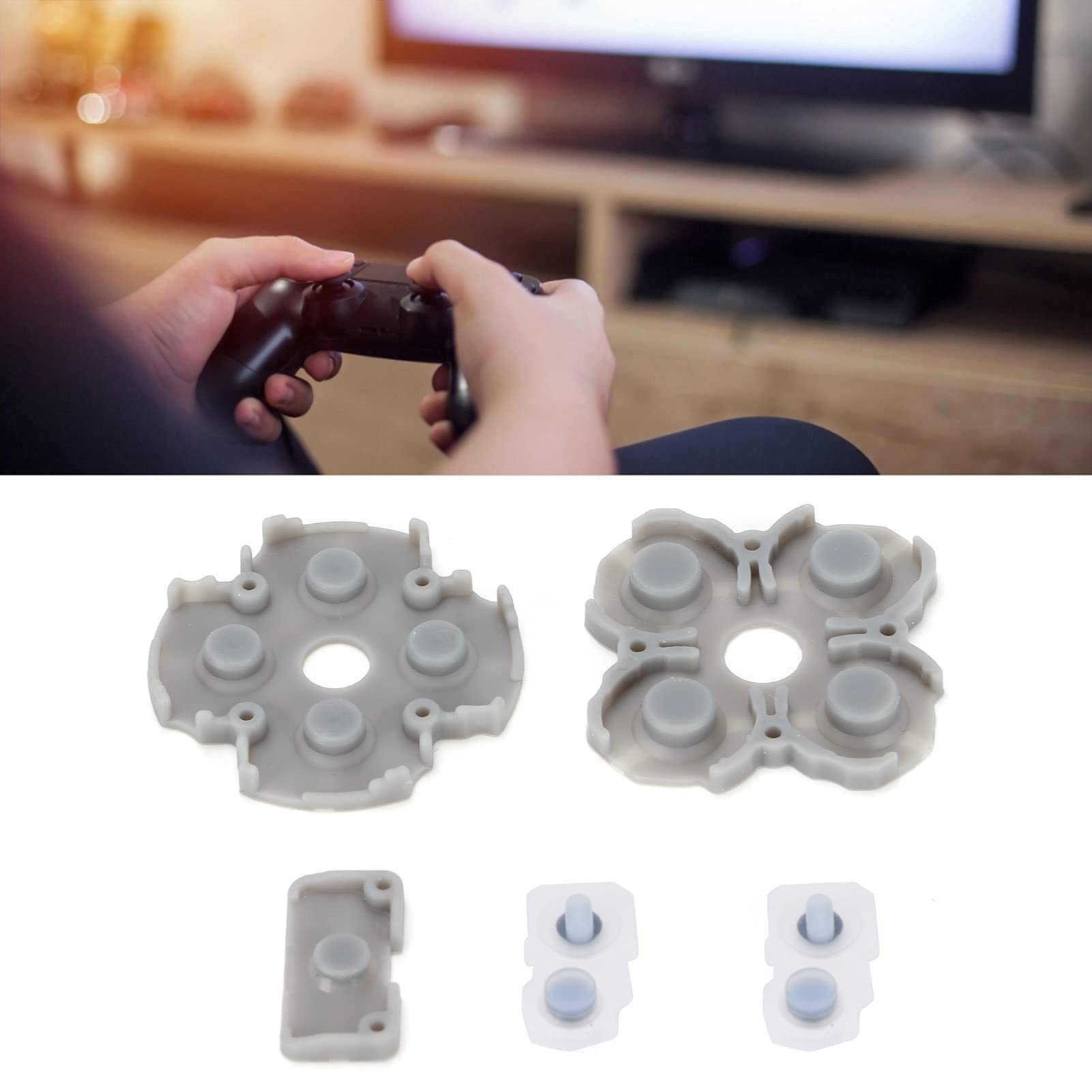 menfad Replacement Triggers Button Kit, Controller Silicone Conductive Rubber Pads Handle Buttons, Repair Replacement Part, for PS5, Wear‑Resistant, Not Easy to Damage, Easy to Store and Carry