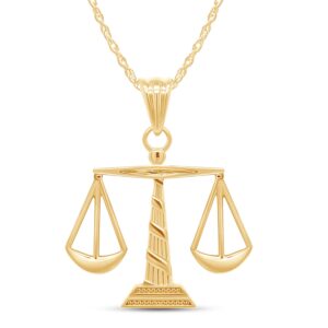 AFFY 14K Yellow Gold Over 925 Sterling Silver Scales of Justice Pendant Necklace