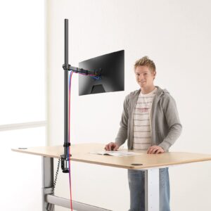 Extra Tall Monitor Mount, Tall Monitor Mount, Tall Monitor Arm, Adjustable Monitor Arm, VESA Stand for 1 Screen, up to 47 inch Pole, Single Monitor Mount, Extra Long Single Monitor Stand