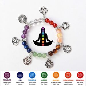 aitelei 7 chakra healing bracelets with real stones gemstone healing chakra bracelet yoga meditation bracelets for protection, energy healing