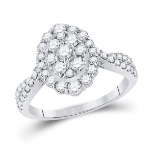 the diamond deal 10kt white gold round diamond oval bridal wedding engagement ring 1 cttw