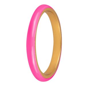 JULIETTE COLLECTION Gold Plated Neon Pink Enamel Stackable Fashion Ring for Women - Size 8