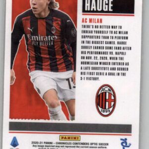 2020-21 Panini Chronicles Contenders Optic Rookie Ticket Serie A #5 Jens Petter Hauge AC Milan Official Soccer/Futbol Trading Card in Raw (NM or Better) Condition