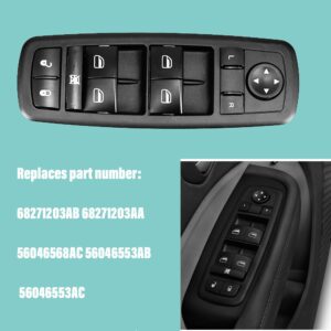 Power Window Master Switch Front Driver Left Side Fits for 2013-2016 Dodge Dart 2014-2016 Cherokee Replaces 68271203AB 68271203AA 56046568AC 56046553AB 56046553AC