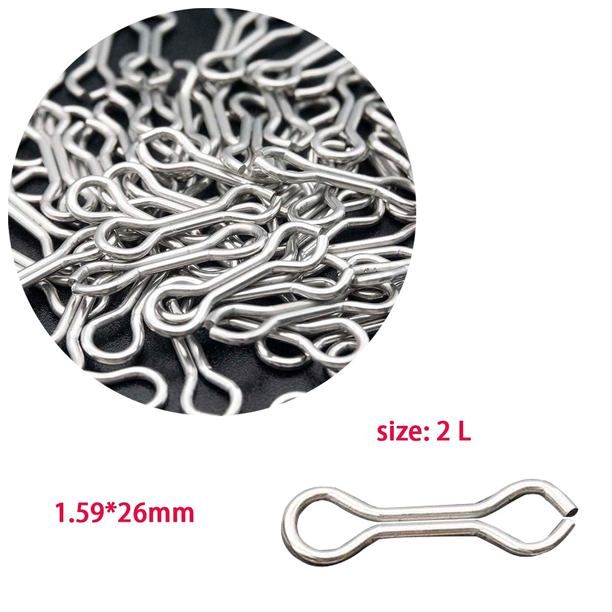 HTHYLURE Fishing Sinker Eyes Eyelets Figure 8 Snap 100pcs/set for Lead Weights Molds Tackle Accessories Long Sinker Eyes-Eyelets Stainless Steel DIY Fishing Lures Eyelets Loops Eyelets Swivels Clip