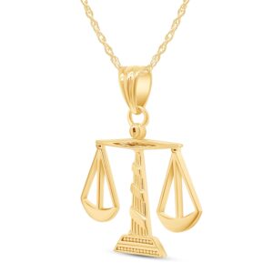 AFFY 14K Yellow Gold Over 925 Sterling Silver Scales of Justice Pendant Necklace