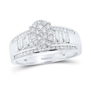 the diamond deal 10kt white gold round diamond oval bridal wedding engagement ring 1/2 cttw