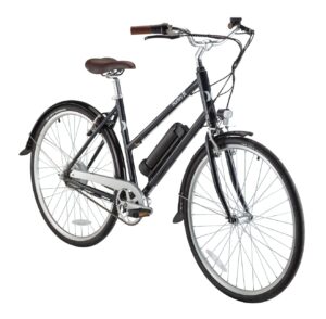 hurley electric bikes amped st hybrid single speed step thru e-bike (blue, large / 19)