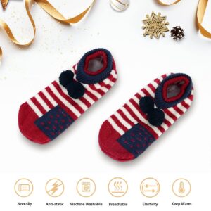 American Trends Slipper Socks Womens Fuzzy Socks with Grips Winter Non Slip Socks for Women Christmas Gift Warm Socks Grey Black Snow