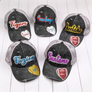 Baseball Cap Custom Embroidery Text Sport Ball Logo - Personalized Hat Baseball Football Softball Cap Customized Embroidered Hat for Women Men Unisex Black