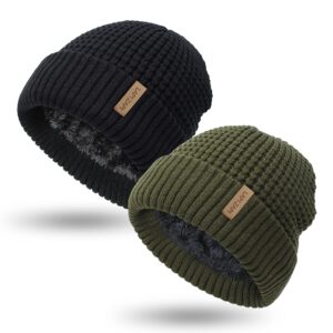 LAPI.ZAPI Winter Hat for Men Fleece Lined Skull Cap Cuff Beanie Outdoor Women Sports Cap