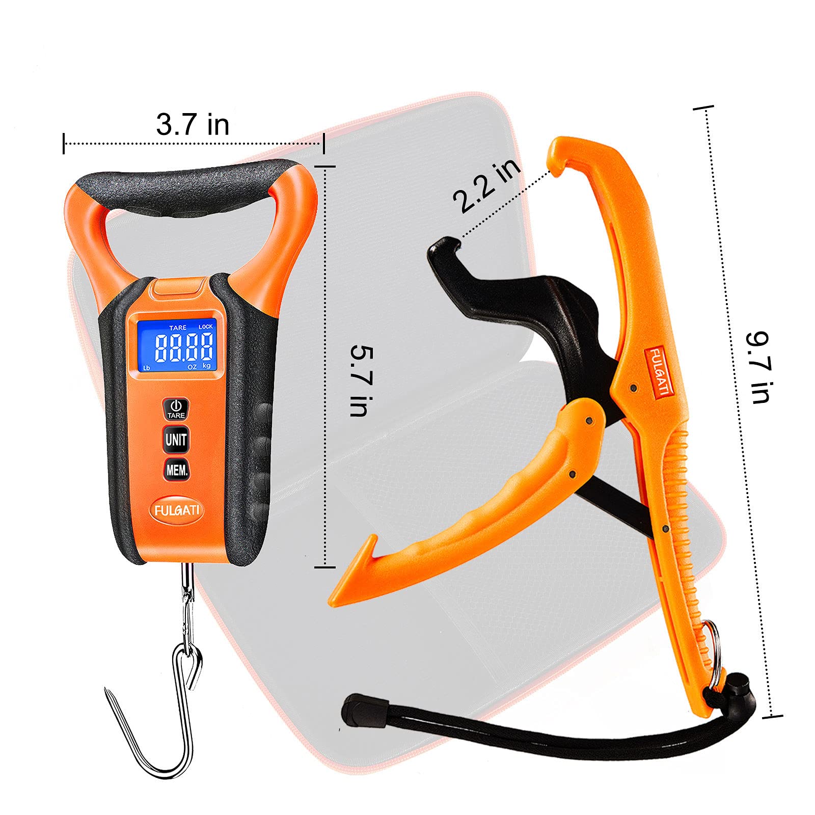 FULGATI Waterproof Digital Fish Scale Floating Fishing Scale with Lip Gripper,Fish Weighing Scales with Backlit LCD Display, Memory Storage & Summation One Carry Case Include-Fishing Gifts for Men