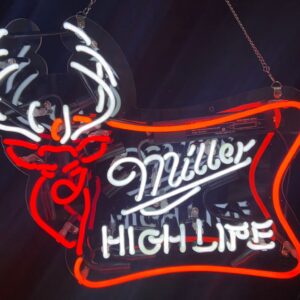 ZZYA Next Day Shipping from US, 17x14 inch Miller High Life Neon Signs Real Glass, Beer Bar Glass Wall Party Birthday Bedroom Decoration Gifts (Miller Life, 17 inch/42cm Frame Widest Point) (RT082)