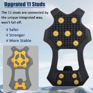 Ice Cleats Snow Traction Cleats Anti Slip Crampons for Walking on Snow and Ice 11 Steel Studs Snow Shoes Ice Grippers Rubber Stretch Footwear for Women Men Walking Hiking Fishing