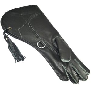 Medent Black Shiny Nubuck Leather Traditional Falconry Gloves Eagle Hunting Raptor Bird Pet Hawk - Left Hand