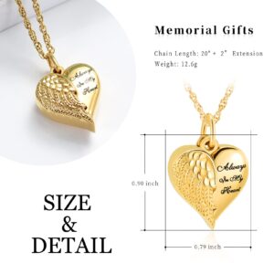 shajwo Cremation Jewelry Angel Wing Heart Urn Necklaces for Ashes for Women Men Keepsake Memorial Ashes Pendant,Grandma