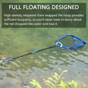 Black Paw Easy Fold Square Sliding Net Rubber Coated 3-D Net Bag, Super Strong, Collapsible Telescopic Pole Handle (Full 83''/210cm Hoop Size 23''/60cm Blue（Collapsible）)