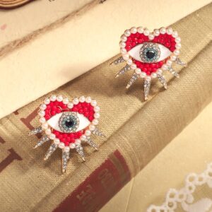 Selenichast Evil Eye Earrings Heart Evil Eye Earrings for Women Birthday Christmas Jewelry Gifts