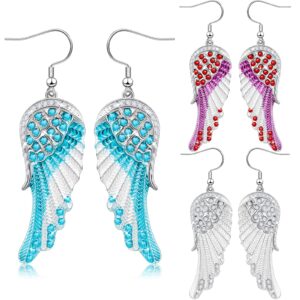 3 pairs women's crystal angel dangle earrings guardian dangling angel earrings austrian crystal rhinestone angel hook earrings