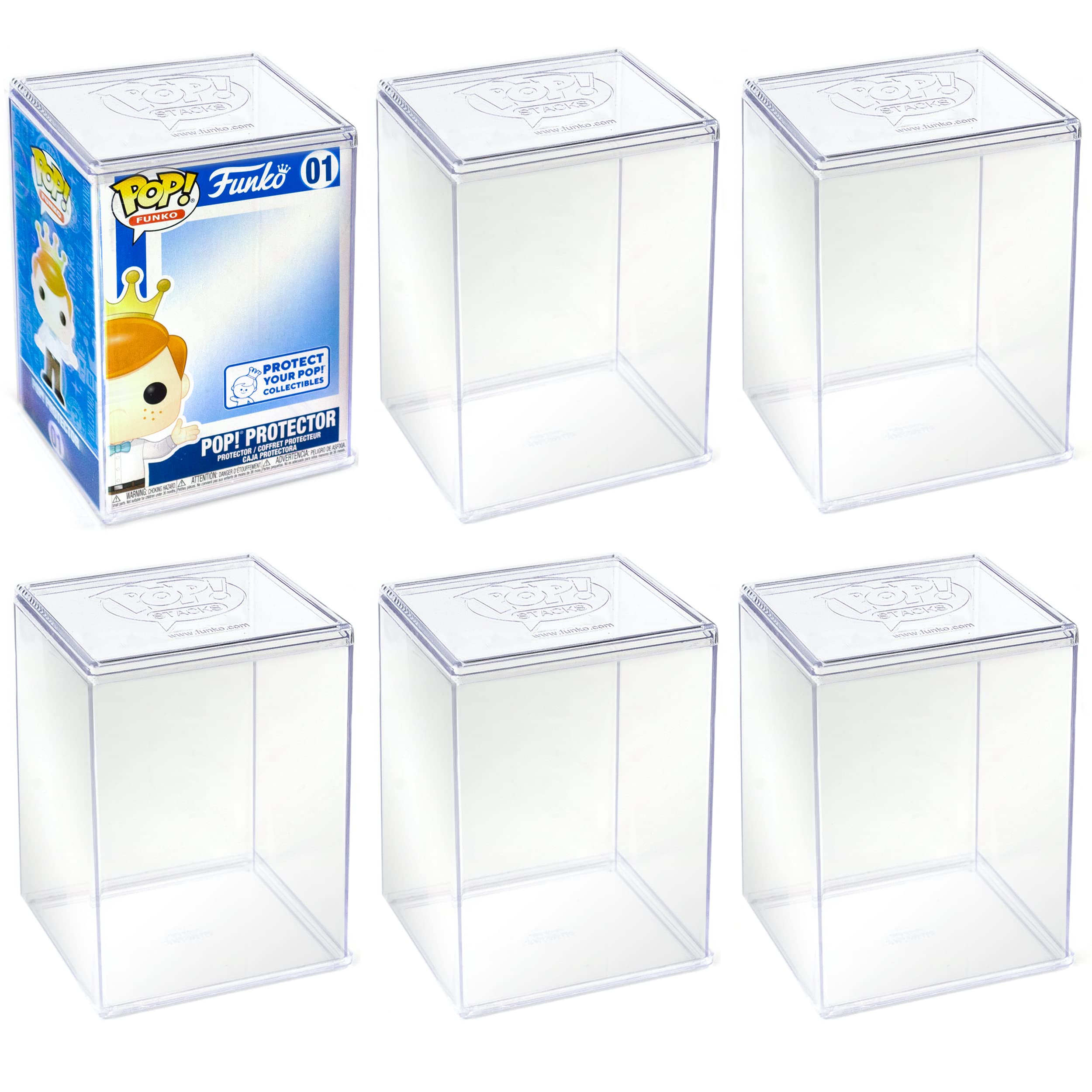 Original Funko Pop Protector, Sturdy Funko Pop Display Case, 0.35mm Thick Crystal-Clear Pop Vinyl Case Protector, Interlocking Heavy Duty Funko Pop Case for Collectible Funko Display (Pack of 6)