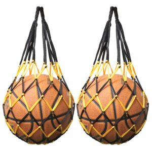 sjzbin single ball mesh bag 2pcs basketball ball carry mesh storage net bag single football holder black and yellow