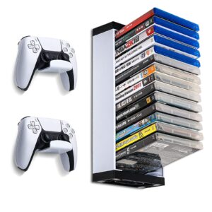 ECHZOVE PS5 Game Storage Wall Mount and Controller Holders, Wall Mounted Game Storage PS5 - White